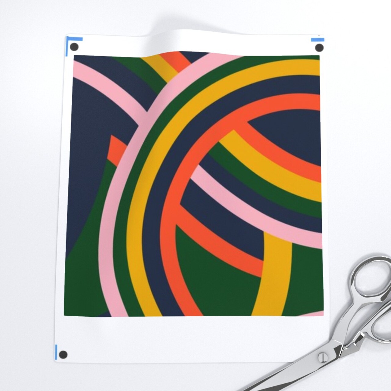 Abstract Geometric Lines Colorful Large Scale Retro Color Block Blue Yellow Green Pink Orange Jumbo Custom Printed Fabric by Spoonflower Various Fabrics by the Yard or Fat Quarter